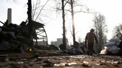A firefighter works amidst ruins caused by a Russian drone strike in an industrial area, amid ... A firefighter works amidst ruins caused by a Russian drone strike in an industrial area, amid ...