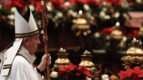 Pope Francis celebrates the Epiphany Mass at St Peter's Basilica at the Vatican on January 6, 2022. ...