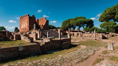 Archaeological site of Ostia Antica, a colony founded in the 7th century BC. near Rome, it developed ...