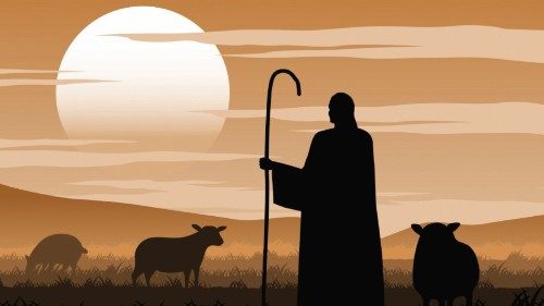 Jesus christ said about the shepherd,vector illustration