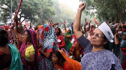 Sœur Shalini Mulackal lors d'une manifestation (photo coll. privée)