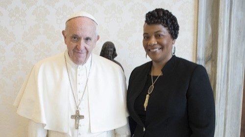 Pope Francis with Bernice on 12 March 2018