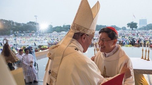 Cardinal Tagle with Pope Francis during his visit to the Philippines in January 2015