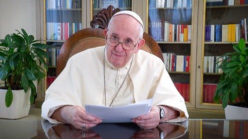 This handout photo courtesy of TED shows Pope Francis speaking at Countdown Global Launch 2020 on ... This handout photo courtesy of TED shows Pope Francis speaking at Countdown Global Launch 2020 on ...