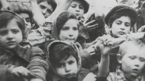 epa08966064 A handout photo made available by the Auschwitz Memorial and Museum shows the children ...