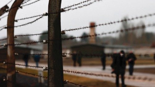 A view of the barbed wire fence at the former Nazi concentration camp Sachsenhausen in Oranienburg, ...