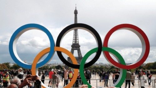 FILE PHOTO: Olympic rings to celebrate the IOC official announcement that Paris won the 2024 Olympic ...