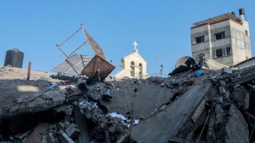 epa10928617 The damaged Greek Orthodox Saint Porphyrius Church following an overnight airstrike in ... epa10928617 The damaged Greek Orthodox Saint Porphyrius Church following an overnight airstrike in ...