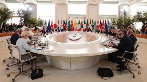 Pope Francis participates in a round table with G7 leaders and state leaders outreach during the ... Pope Francis participates in a round table with G7 leaders and state leaders outreach during the ...