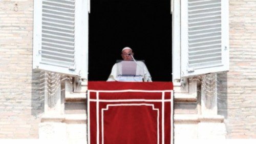 Pope Francis addresses the crowd from the window of the apostolic Palace overlooking St Peter's ... Pope Francis addresses the crowd from the window of the apostolic Palace overlooking St Peter's ...