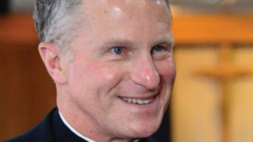 Archbishop Timothy Broglio, Archbishop of the Military Services, smiles during an interview at the ... Archbishop Timothy Broglio, Archbishop of the Military Services, smiles during an interview at the ...