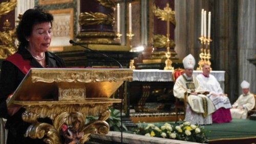 The Mass presided over by the Vatican Secretary of State Pietro Parolin in the Basilica of Santa ...