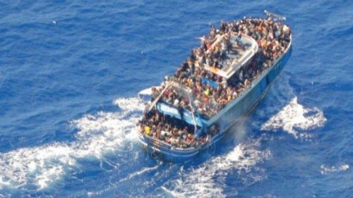 A undated handout photo provided by the Hellenic Coast Guard shows migrants onboard a boat during a ... A undated handout photo provided by the Hellenic Coast Guard shows migrants onboard a boat during a ...