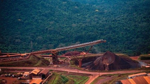 Aerial view showing the N4WS iron ore mine of the Brazilian mining company VALE, part of the Carajas ...