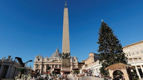 A general view of the nativity scene and Christmas tree on Saint Peter's Square at the Vatican, ...