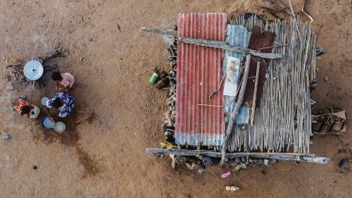 Aerial view of the house of indigenous Wayuu Beatriz Epieyu in the rural area of Manaure, in the ... Aerial view of the house of indigenous Wayuu Beatriz Epieyu in the rural area of Manaure, in the ...