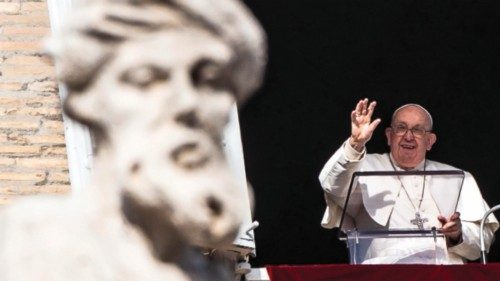 Pope Francis during the Angelus, traditional Sunday's prayer, in Saint Peter's Square, Vatican City, ...