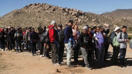 Migrants arrive at a makeshift camp to await the possibility of being processed by the Border Patrol ... Migrants arrive at a makeshift camp to await the possibility of being processed by the Border Patrol ...