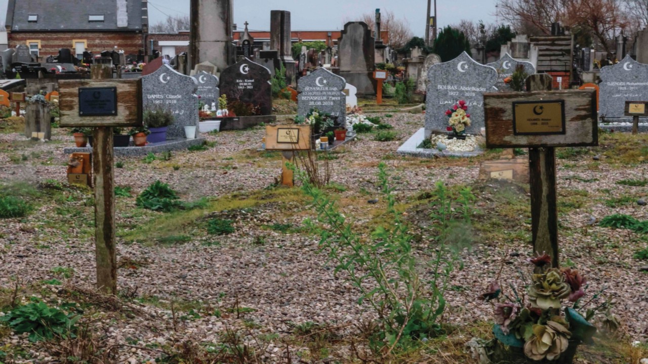 This photograph taken on December 19, 2023, shows a partial view of the North Calais cemetery, in ...