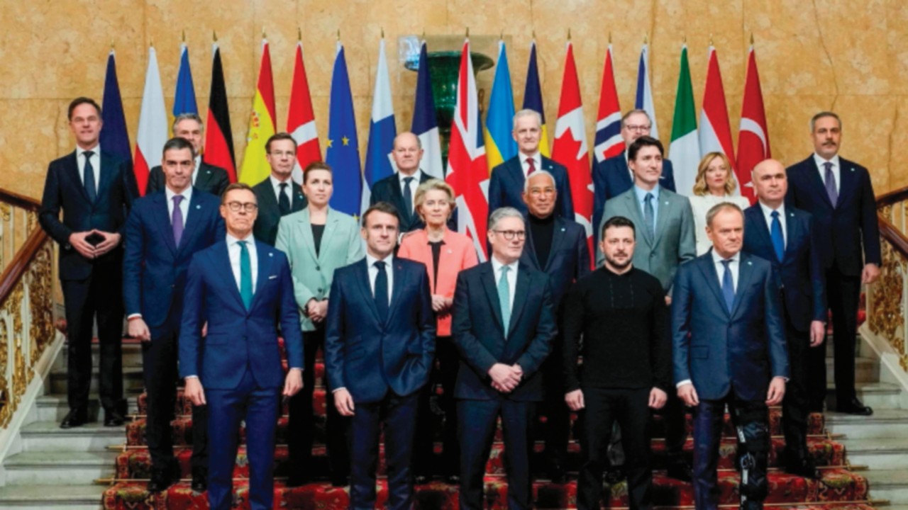 (Back row L-R) NATO secretary General Mark Rutte, Netherlands' Prime Minister Dick Schoof, Sweden's ...