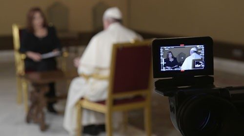 SS. Francesco - Auletta dellâAula Paolo VI:Intervista  a TeleVisa  21-05-2019