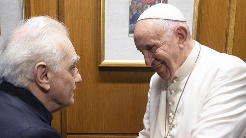 Pope Francis with Martin Scorsese in the Vatican on 21 October 2019