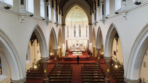 epa08333902 Fr. Martin Cosgrove saying mass to an empty Church of the Annunciation Catholic Church ... epa08333902 Fr. Martin Cosgrove saying mass to an empty Church of the Annunciation Catholic Church ...