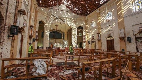 La chiesa di San Sebastiano a Colombo devastata nell’attentato di Pasqua 2019