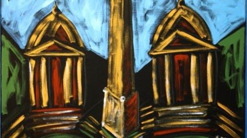 Le Chiese gemelle di Piazza del Popolo in un dipinto di Tano Festa