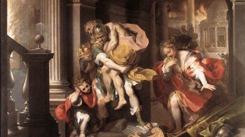 Federico Barocci, «La fuga di Enea» (1598, particolare) Federico Barocci, «La fuga di Enea» (1598, particolare)