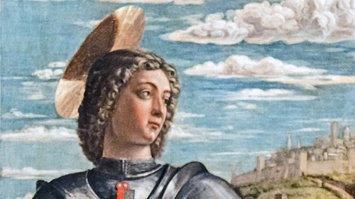 Nell’illustrazione: particolare del ritratto di san Giorgio dipinto da Andrea Mantegna nel 1460 Nell’illustrazione: particolare del ritratto di san Giorgio dipinto da Andrea Mantegna nel 1460