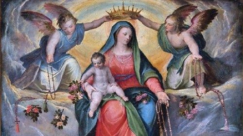 Giovanni Battista Ramenghi, «Madonna del Rosario con santi» (1585) Giovanni Battista Ramenghi, «Madonna del Rosario con santi» (1585)