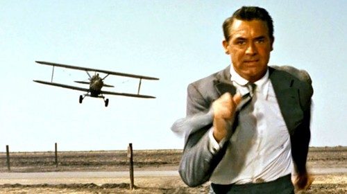 Cary Grant nella scena da antologia in «Intrigo internazionale» (1959) Cary Grant nella scena da antologia in «Intrigo internazionale» (1959)