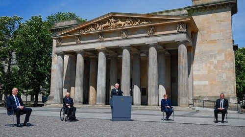 German Chancellor Angela Merkel, German Parliament President Wolfgang Schaeuble, German President ...