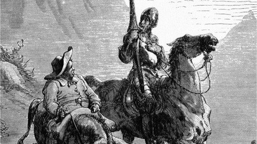 Sancio Panza e don Chisciotte in un ritratto di Gustave Doré (1862) Sancio Panza e don Chisciotte in un ritratto di Gustave Doré (1862)