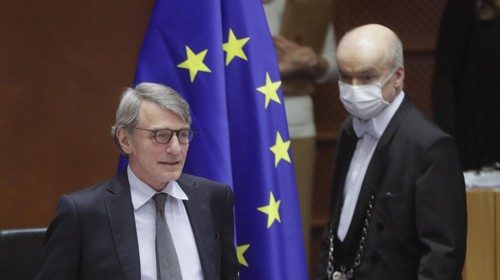 epa08419662 European Parliament President David Sassoli speaks during a plenary session of European ... epa08419662 European Parliament President David Sassoli speaks during a plenary session of European ...