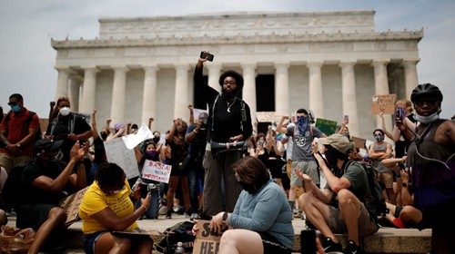 FILE PHOTO: Demonstrators gather at the Lincoln Memorial during a protest against racial inequality ...