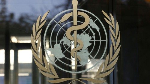 FILE PHOTO: A logo is pictured on the World Health Organization (WHO) headquarters in Geneva, ...