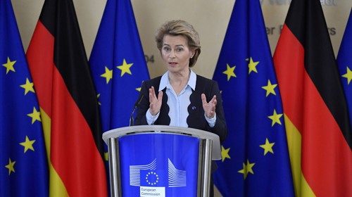 President of the European Commission Ursula von der Leyen addresses a joint news conference with ...