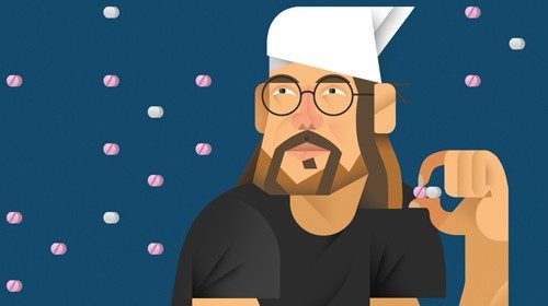 David Foster Wallace in una illustrazione pubblicata sul blog «The Howling Fantods»