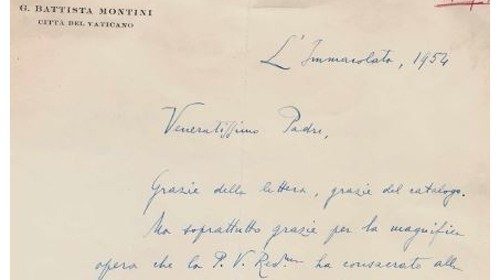 Una lettera autografa di Giovanni Battista Montini scritta, poco dopo la nomina ad arcivescovo di Milano, a padre Carlo Balić