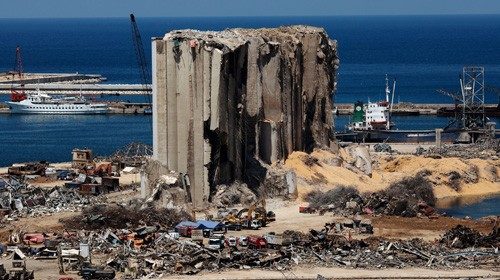 FILE PHOTO: A general view shows the damaged port area in the aftermath of a massive explosion in ...