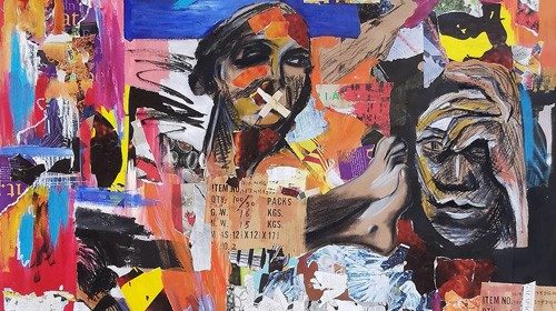 Opera dell’artista sudafricano Dominic Tshabangu dedicata alla violenza contro le donne