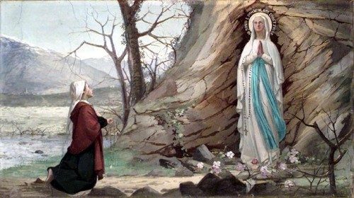 Giovanni Ferraboschi, «Apparizione della Madonna di Lourdes» (1903) Giovanni Ferraboschi, «Apparizione della Madonna di Lourdes» (1903)
