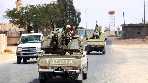 (FILES) A file photo taken on July 20, 2020 shows fighters loyal to the UN-recognised Libyan ... (FILES) A file photo taken on July 20, 2020 shows fighters loyal to the UN-recognised Libyan ...