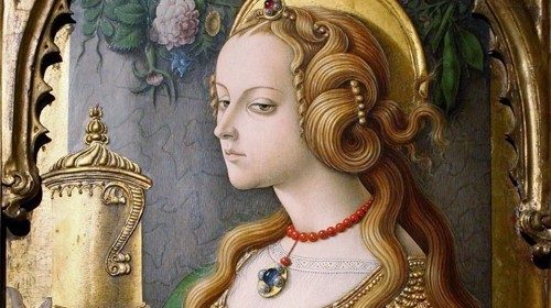 Carlo Crivelli, «Maria Maddalena» (1476, particolare) Carlo Crivelli, «Maria Maddalena» (1476, particolare)