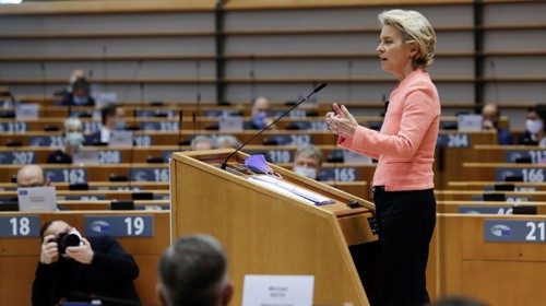 Ursula von der Leyen durante il suo intervento (Reuters)