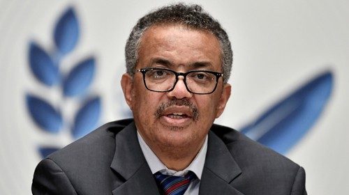 FILE PHOTO: World Health Organization (WHO) Director-General Tedros Adhanom Ghebreyesus attends a ...