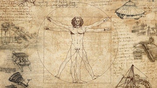 Qui sopra l’Uomo Vitruviano di Leonardo Da Vinci