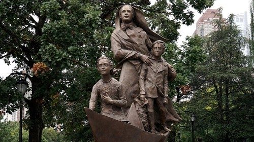 The Mother Cabrini statue is seen after the unveiling in the Manhattan borough of New York City, New ...